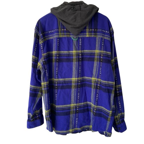Without Walls Ikat Purple Plaid Flannel Hooded Overshirt NWTs size Large - Picture 5 of 13